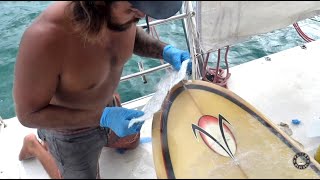 How to fix your own surfboard dings and save money  from a boat [upl. by Nyladnek554]