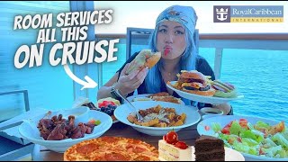 Eating EVERYTHING on the CRUISE ROOM SERVICE MENU OCEAN VIEW BALCONY [upl. by Ylluz]