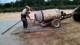 Mennonite homemade 3 bag cement mixer sorry no clear sound on this one [upl. by Kinsler]