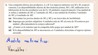 Una compañía fabrica dos productos A y B Los ingresos unitarios son 2 y 3 SOLUCIONADO [upl. by Bazar]