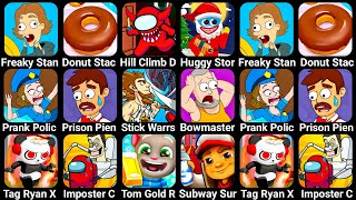 Freaky Stan Donut Stack Prank Police Prison Pin Tag Ryan Imposter Choice Hill Climb Racing [upl. by Sethi]