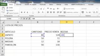 Formula para restar cantidades en Excel [upl. by Jerrilee]