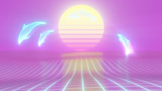 Aesthetic Vaporwave Dolphins Jump Over CGI Retro 90s Sun Grid Ocean 4K VJ Loop Motion Background [upl. by Nosnor507]