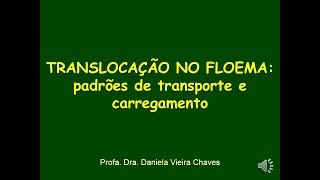 Aula 2 TRANSLOCAÇÃO NO FLOEMA  padrões de transporte e carregamento do floema [upl. by Kelson225]