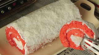 Coconut Swiss Roll Cake 😍 Recipe By Chef Hafsa [upl. by Zeuqirdor901]