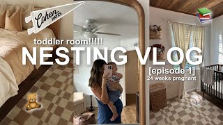 NESTING VLOG ep1 cohens toddler room🧸🦖📚⚾️ [upl. by Roderick]