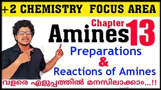 Preparation and Chemical reactions of Amines  Focus area plus two chemistry chapter 13 in malayalam [upl. by Rossy]