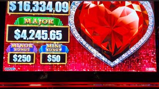 Lockit Link Diamonds FULL screen of hearts Chasing a Major Jackpot OCR Slots [upl. by Howie575]