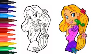 Draw RAPUNZEL from Tangled  Disney Princess  disney disneyjunior tangled rapunzel [upl. by Auqinet291]