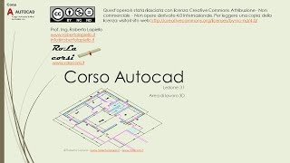 Corso Autocad  Lezione 31  Area di lavoro 3D [upl. by Nibas]