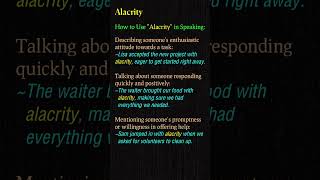 Alacrity  Meaning amp Usage in Speaking  English Speaking Made Easy vocabularybuilding vocabulary [upl. by Russell]