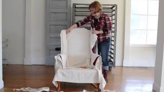 how to make a slipcover  part 4  wings arms seat amp apron [upl. by Akkahs]