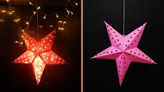 DIY Star Lantern  How to Make Paper Star Lantern Kandil for Christmas Decor New Year  Diwali [upl. by Fiann]