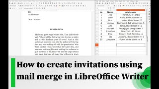 How to create invitations using mail merge in LibreOffice Writer [upl. by Margarette962]