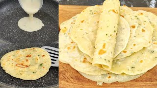 3 Minute Liquid Dough Garlic Flatbread Noyeast Nokneading Quick and Easy Garlic Naan no yeast [upl. by Ayar]