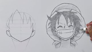 Drawing can be this easy  Luffy Drawing Tutorial [upl. by Gauthier]