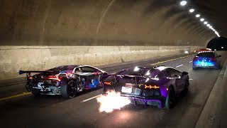 Racing the Two Craziest Lamborghinis in LA MASSIVE FLAMES [upl. by Gonagle384]