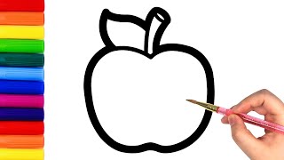 How To Draw Apple with Rainbow Colors for Kids [upl. by Hurley]