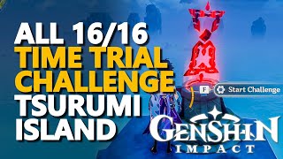 All Tsurumi island Time Trial Challenge Genshin Impact [upl. by Acilegna]