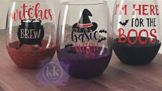 DIY Halloween Glitter Dipped Wine Glasses [upl. by Niven]