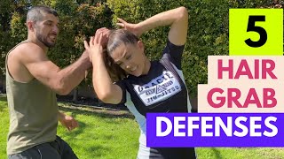 5 Hair Grab Defenses  Womens Selfdefense Techniques [upl. by Winchester646]