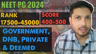 NEET PG 2024 If your NEET PG score is between 400500 Marks which Branch amp college you will get [upl. by Sybille]