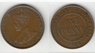 Australia 1922 One Penny Coin VALUE [upl. by Nelyaw]