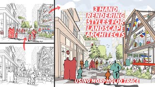 3 Hand Rendering Styles for Landscape Architects  Using Morpholio Trace [upl. by Norvun]