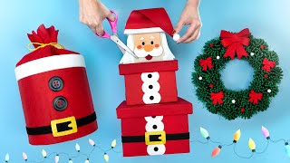 DIY Especial de Natal 🎄🎅 Guirlanda  Caixas de Presente Papai Noel  Caixa de Panetone [upl. by Gilleod]