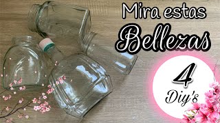 4 IDEAS RECICLADAS  Manualidades con BOTELLAS Y FRASCOS de Vidrio  DIY Home Decor  Artesanato [upl. by Eulalee876]