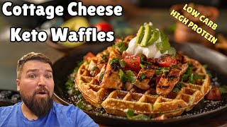 Keto Cottage Cheese Savory Waffles For Dinner  Delicious High Protein amp Low Carb Recipe [upl. by Aniluj]