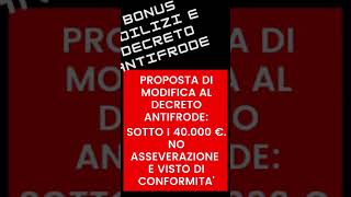 Bonus edilizi sotto i 40000 € NO asseverazione e visto di conformità shorts [upl. by Emmey]