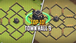 TOP 10 Best Town Hall 9 TH9 FarmingHybrid Base Layout  Copy Link 2024  Clash of Clans [upl. by Oidale457]