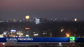 Illegal fireworks fly across Sacramento [upl. by Naivaf]