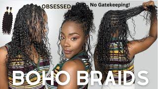 OBSESSED  Only Human Hair Boho Braids Tutorial  Lightweight Knotless Braids  YWIGS [upl. by Haldas]