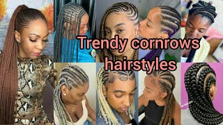 Trendy cornrows hairstyles for black women  Cornrows braids hairstyles Cornrows hairstyles 2024 [upl. by Rostand]