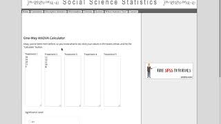 Anova F Test Statistic using Social Science Statistics Website [upl. by Ainniz]