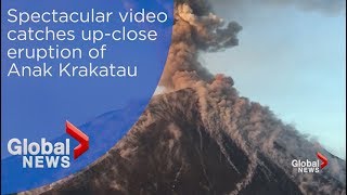 Spectacular video catches upclose eruption of Anak Krakatau [upl. by Notaek486]