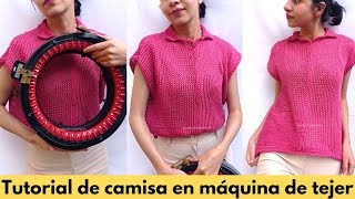 cómo tejer camisa  blusa tejida en máquina de tejer addi express o sentro [upl. by Fen566]