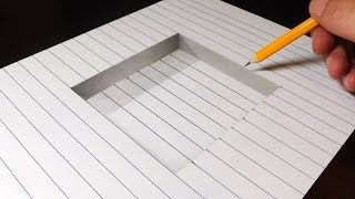 How to Draw a Step in Line Paper  Easy 3D Trick Art [upl. by Aoh]