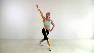 Curtsy Lunge and Sword Draw  15Minute Resistance Band Workout [upl. by Ahsyek276]