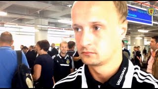 Leigh Griffiths previews Macedonia v Scotland at Alexander The Great Airport [upl. by Smoot]