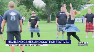 Highland Games Scottish Festival kick off in Edinboro [upl. by Nyladnewg447]