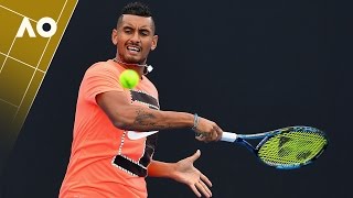 Djokovic Tomic amp Kyrgios getting warmed up for the AO  Australian Open 2017 [upl. by Craggie]