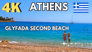 Glyfada Second Beach Athens Greece 🇬🇷 4K summer travel athens beachwalk greece glyfada [upl. by Heyward777]