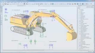 LMS Amesim Analysis Tools Animation of an Hydraulic Excavator model [upl. by Eceinahs526]