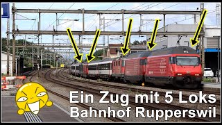 Ein Zug mit 5 Loks  Bahnhof Rupperswil [upl. by Yasmine]