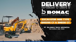 DELIVERY UNIT BOMAC EXCAVATOR MINI TYPE BME095CT amp BME 08CT MENUJU PT RAJAWALI RAYA INDONESIA [upl. by Chandra261]