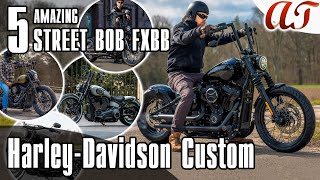 5 AMAZING HarleyDavidson STREET BOB FXBB Custom 4K  AampT Design [upl. by Llertnad346]