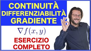 Continuità differenziabilità e gradiente esercizio completo svolto [upl. by Ahsetel]